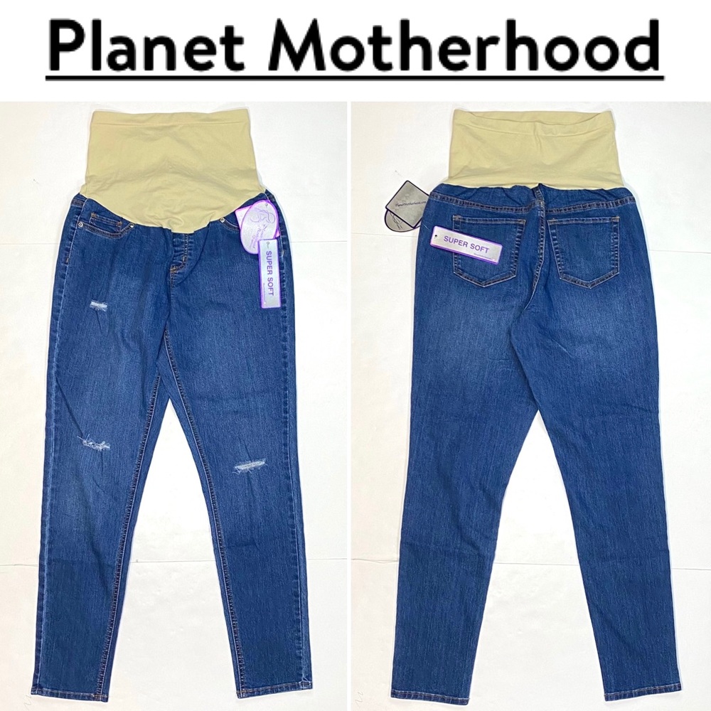 Planet Motherhood Maternity Distressed Denim